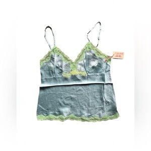 Gold Hawk Dream Blue Washable Silk Lace Camisole NWT Size L